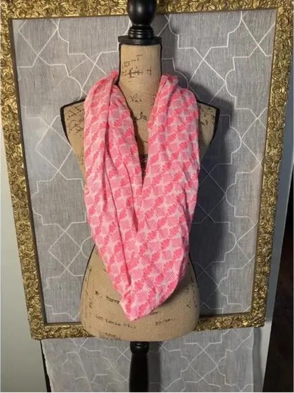 J. Crew Hot Pink Embroidered Lightweight Summer Infinity Scarf